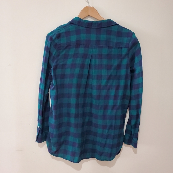 BNWOT H&M divided green plaid checker button down shirt size 4 small - Picture 4 of 6